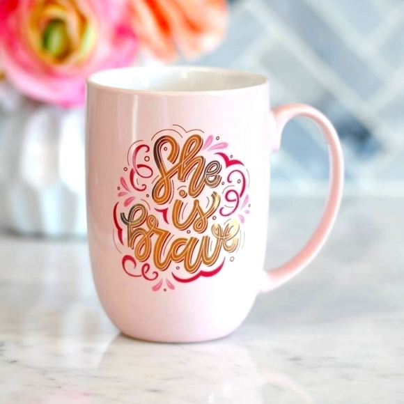 She is Brave Pink Ceramic Coffee Mug - Picture 1 of 2